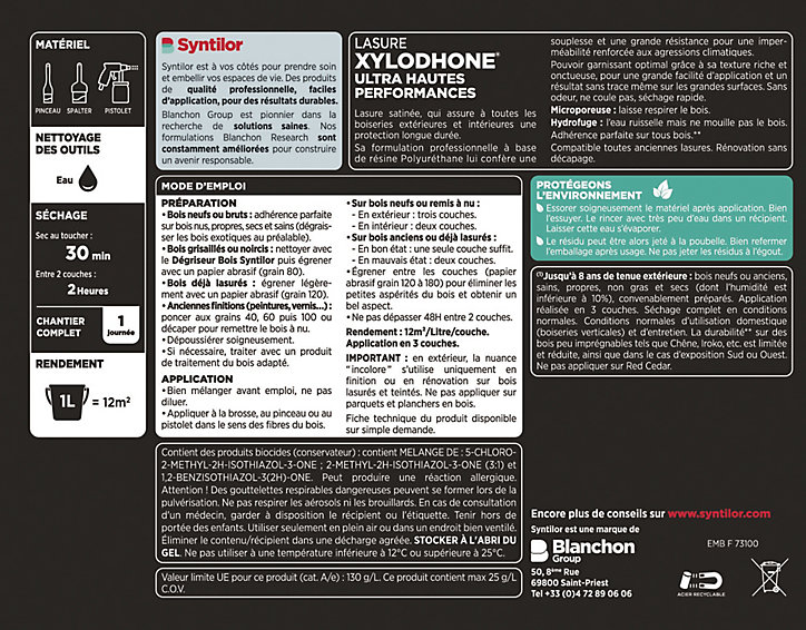 Lasure extérieure Xylodhone Syntilor Merisier doré 1L - 8 ans