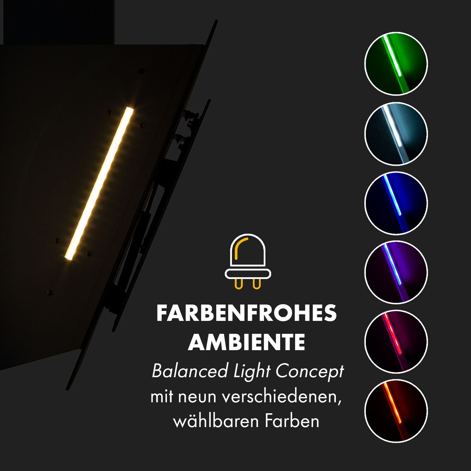 Mirage 90 Dunstabzugshaube 550 m³/h Touch-Panel Ambient EEC A++ weiß Weiß