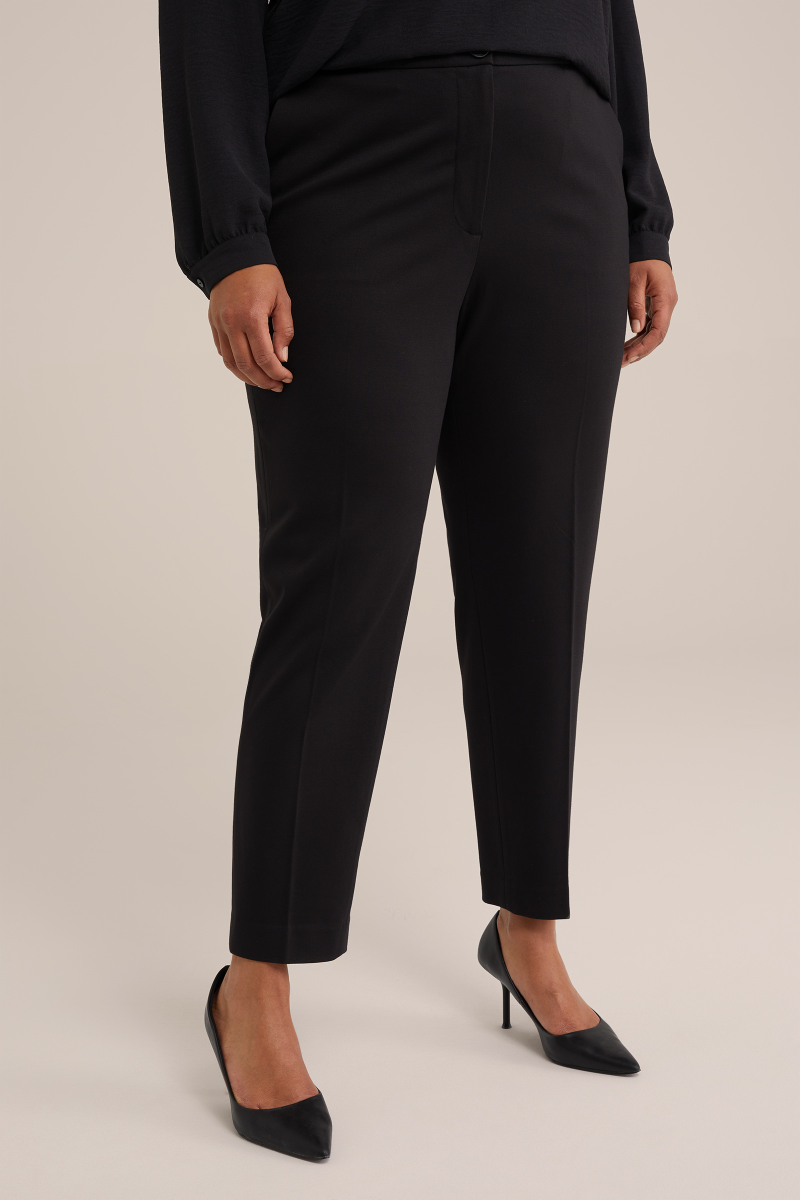 slim fit pantalon met stretch - Curve WE Fashion Zwart
