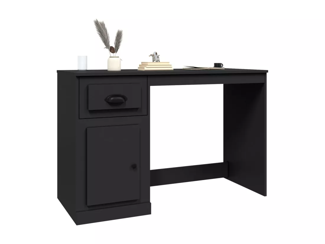 Bureau avec tiroir noir 115x50x75 cm bois d'ingénierie