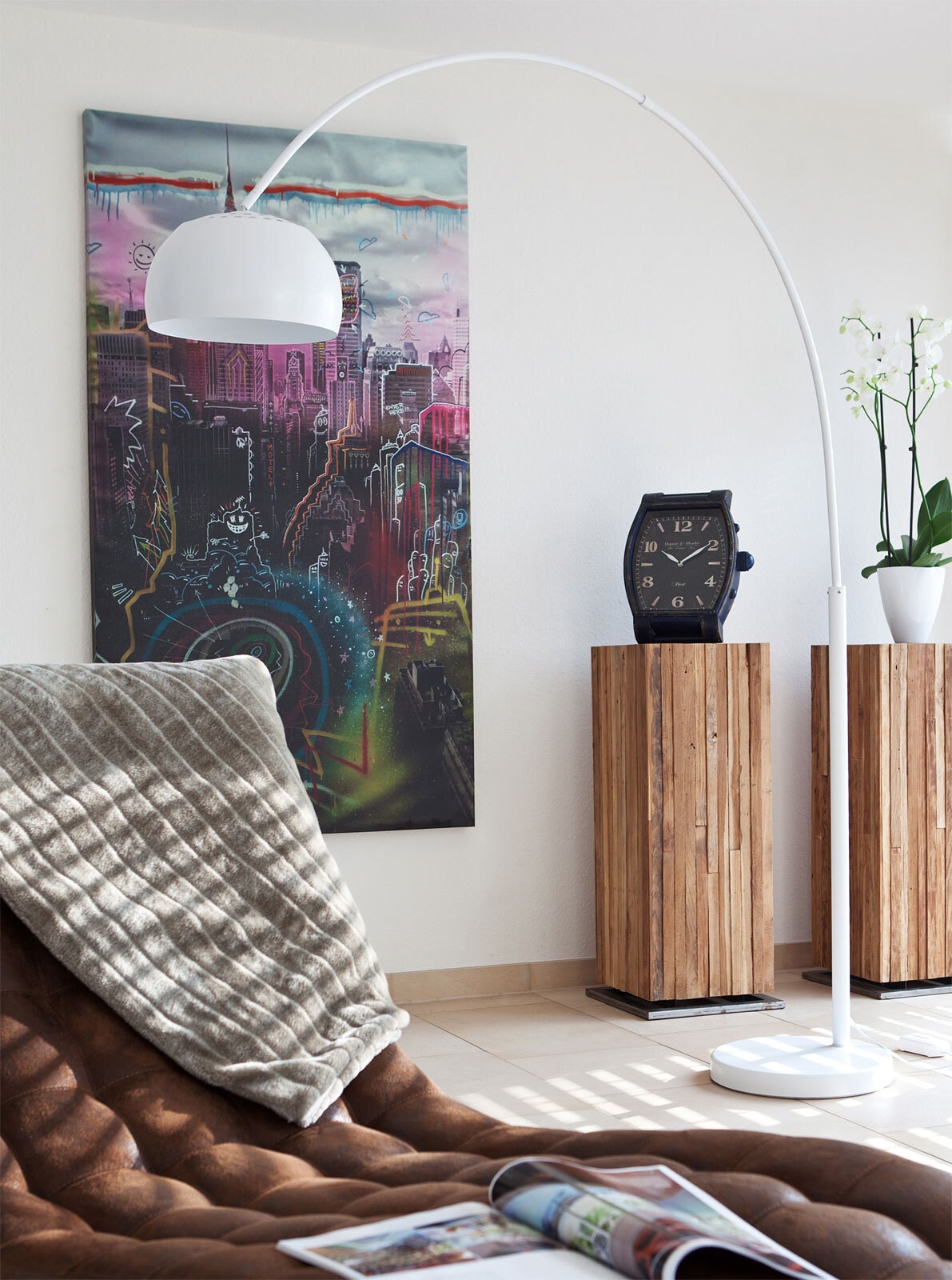 Retrofit Bogenlampe weiß /Marmor weiß