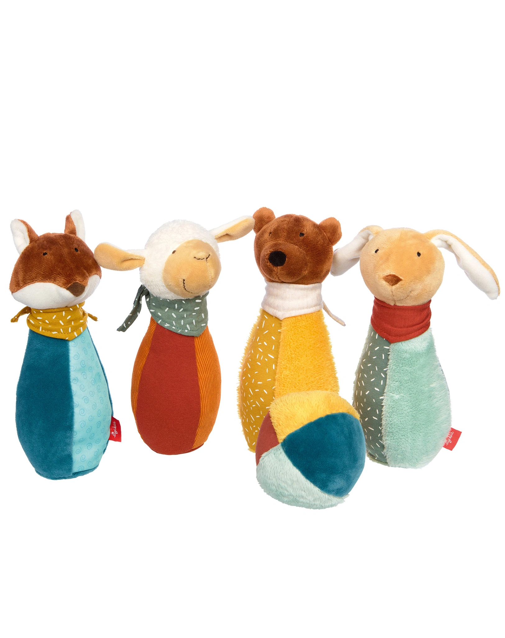 Kegelspiel YELLOW SUNSHINE ANIMALS 5-teilig in bunt