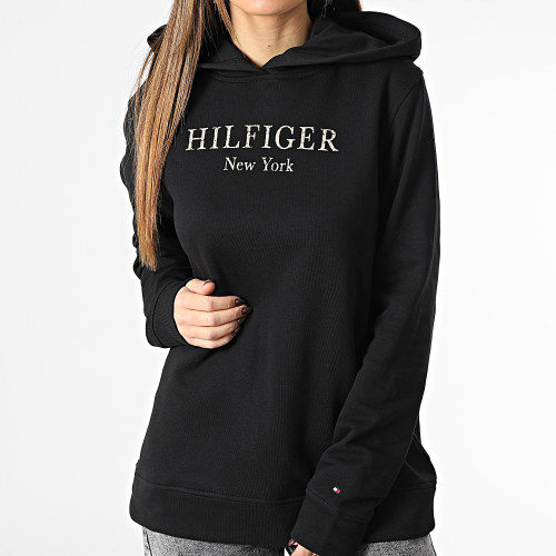 Sweat Capuche Femme Regular Hilfiger 7181 Noir Doré