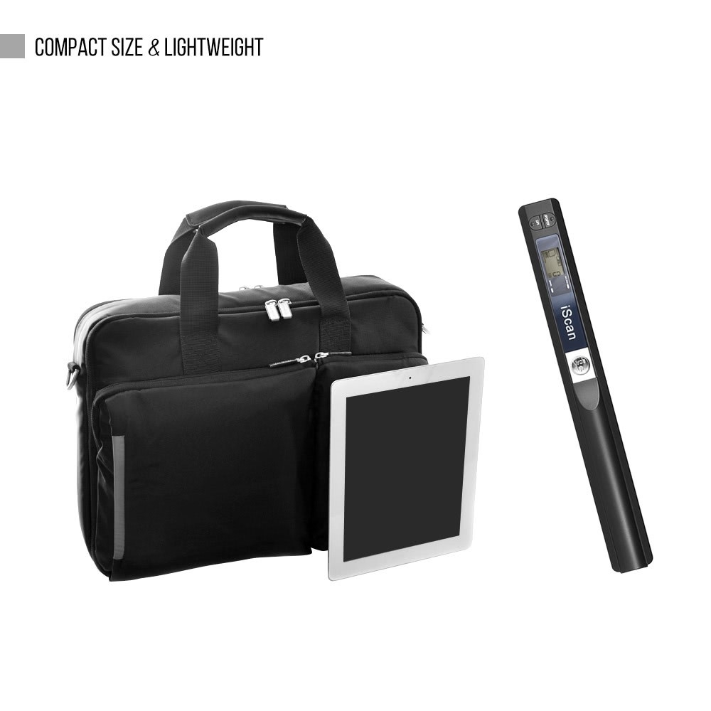 Portabler A4 Handscanner 900DPI Auflösung S/W und Farbe (PDF/JPEG) mit MicroSD Slot   Aufbewahrungstasche - Schwarz