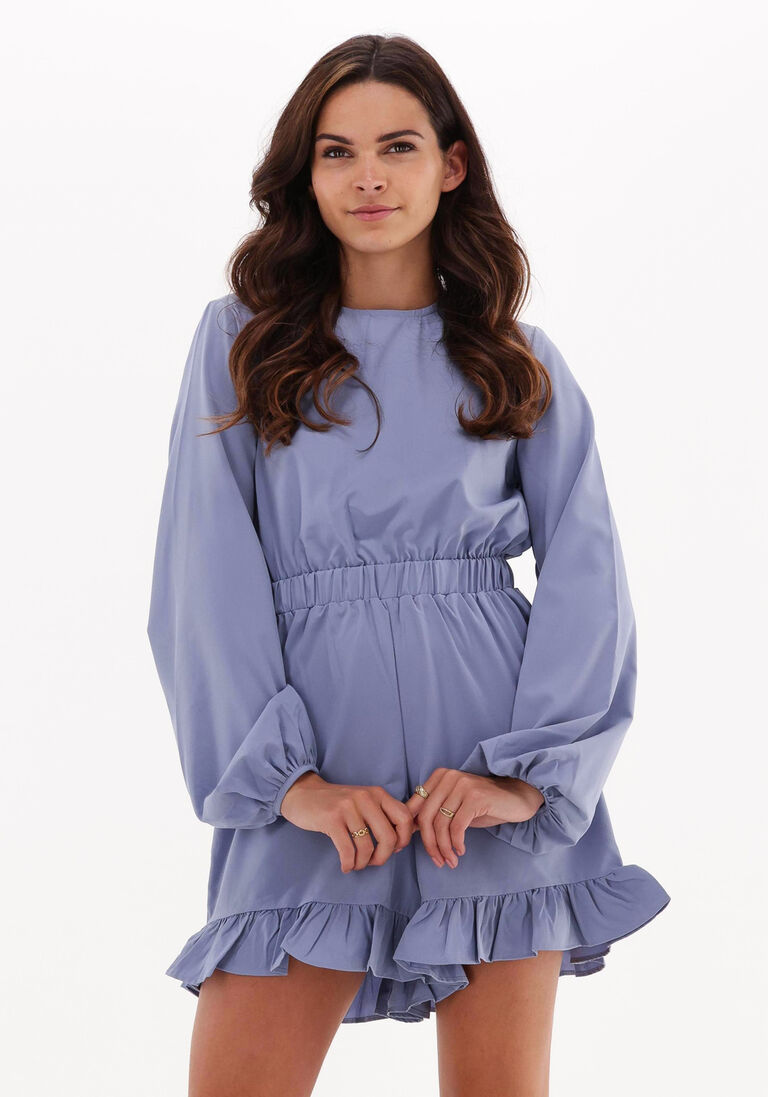 NA-KD lichtblauwe na-kd  long sleeve frilled playsuit