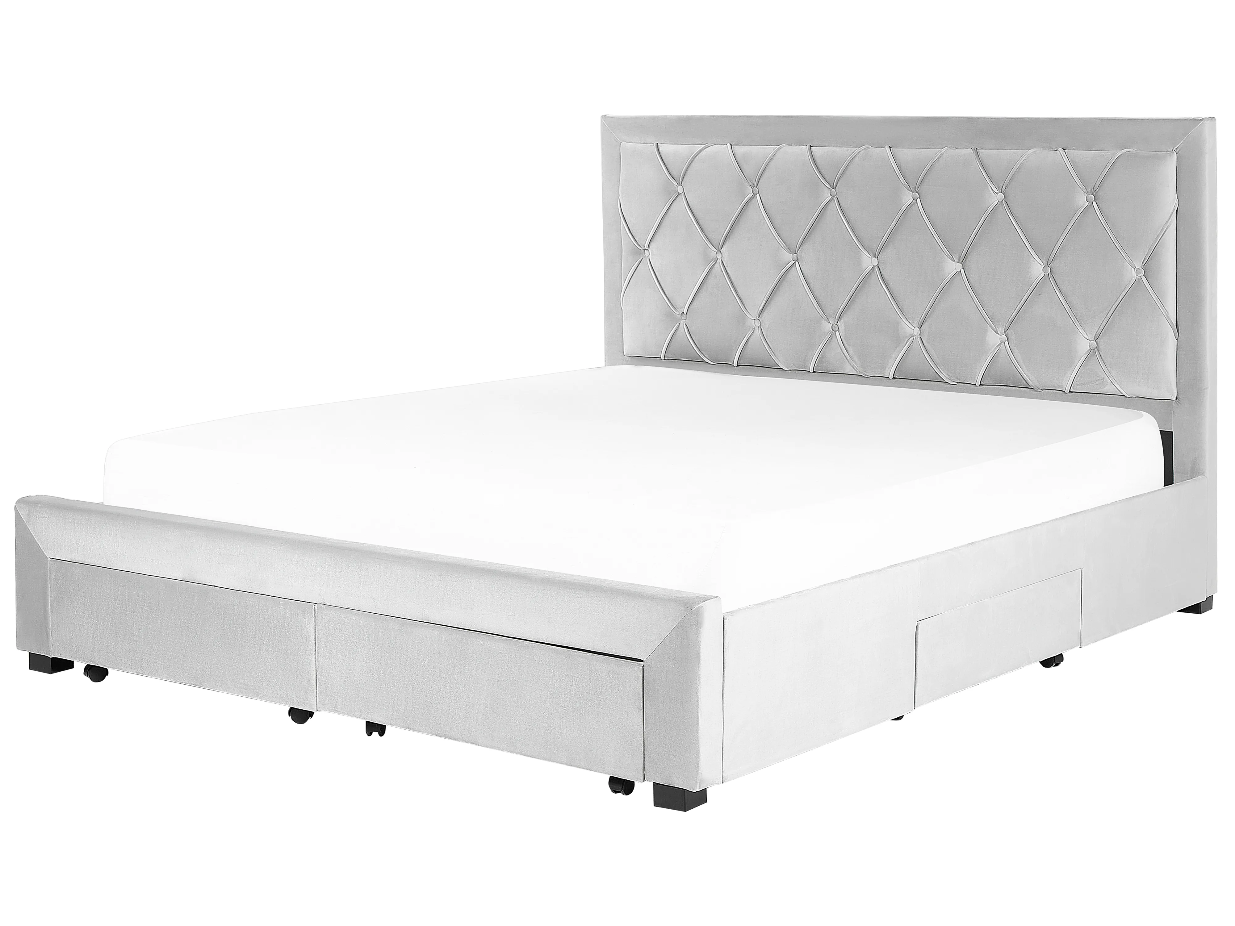 Bed met opbergladen Fluweel LIEVIN 180 x 200 cm Lichtgrijs