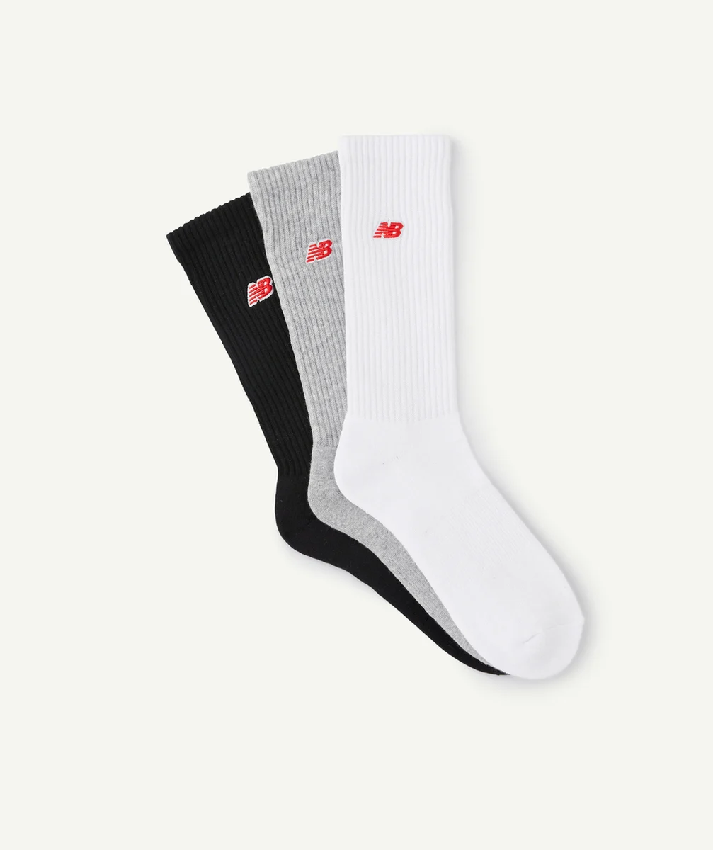 NEW BALANCELOT 3 CHAUSSETTES EN COTON BLANC GRIS NOIR