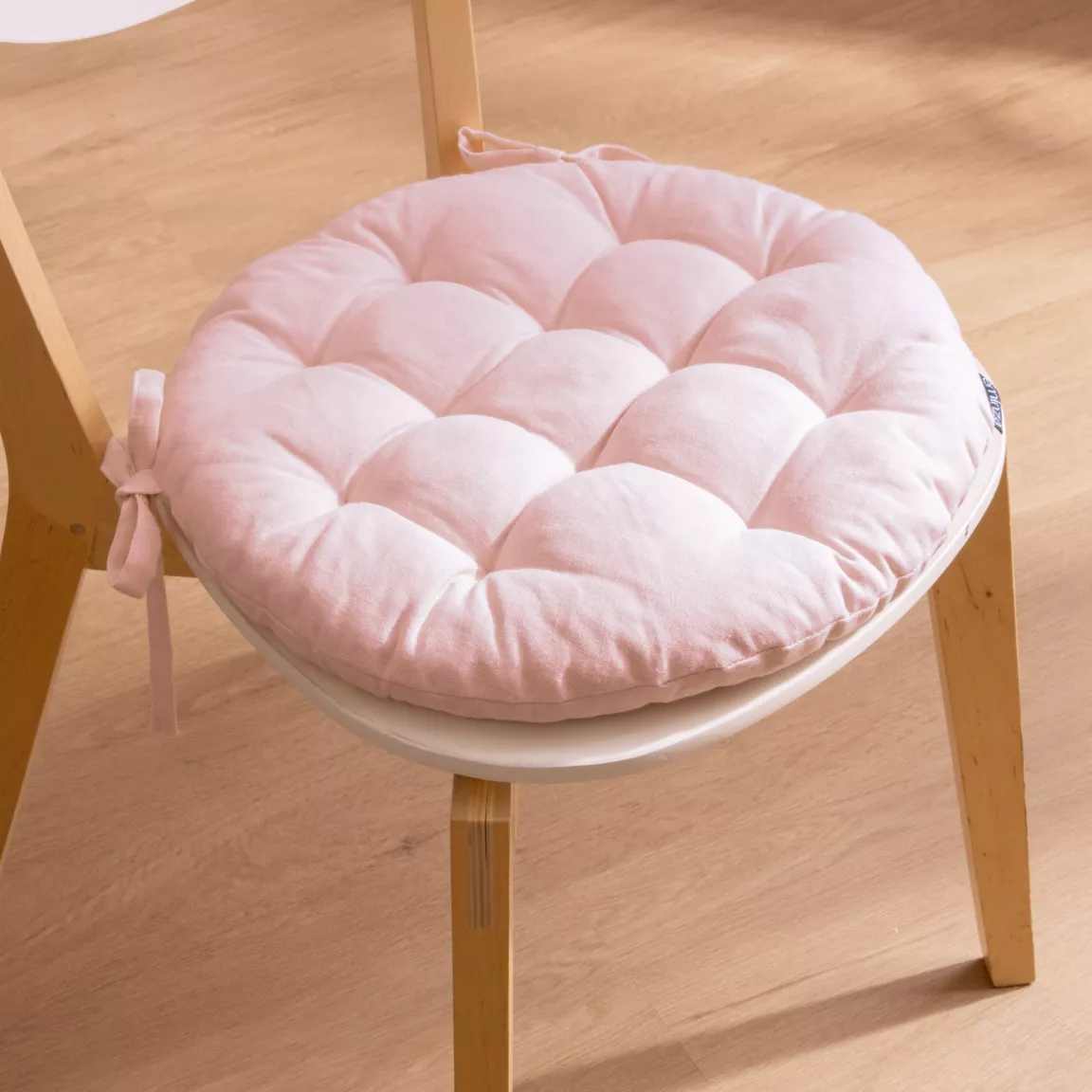 Coussin de chaise rond coton (40 cm) Pixel Rose poudré
