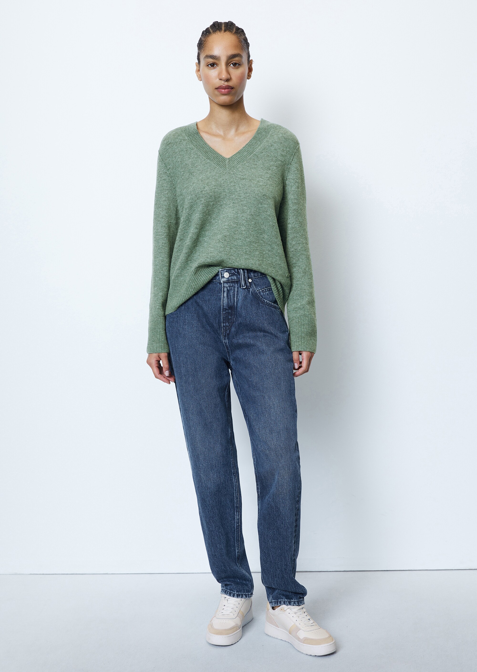 V-Neck-Strickpullover aus softem Schurwolle-Mix
