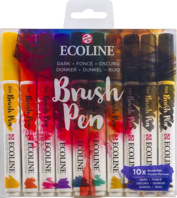 Talens Ecoline Brush Pen - 10 stuks - Donker