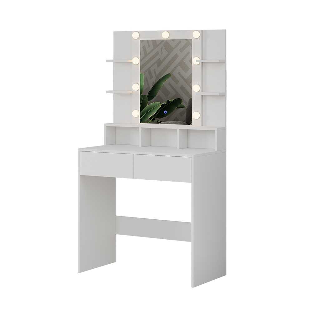 Vicco Schminktisch Taylor 80 x 146,5 cm Weiß modern LED Spiegel Frisiertisch