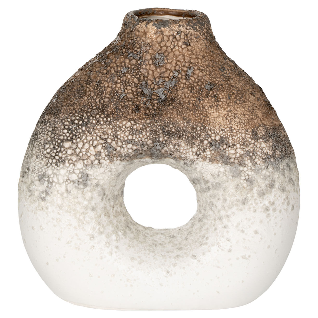 House Nordic Vase en céramique marron/blanc - 13x6x14 cm