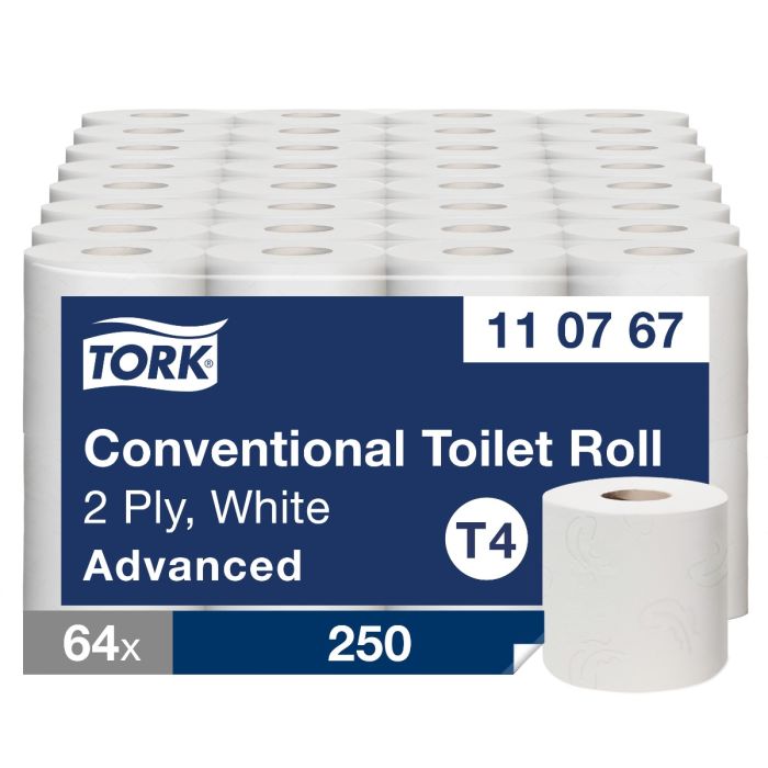 Tork 110767 T4 Advanced toiletpapier 2-lgs wit 32 mtr x10cm 250vel 64 rollen (110767)