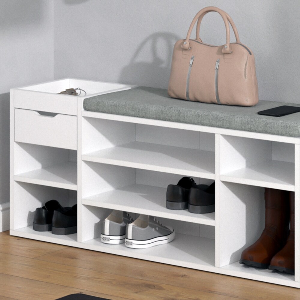 Vicco Schuhbank Schuhschrank Schuhregal Eleon Sitzbank mit Sitzkissen 7 Fächer