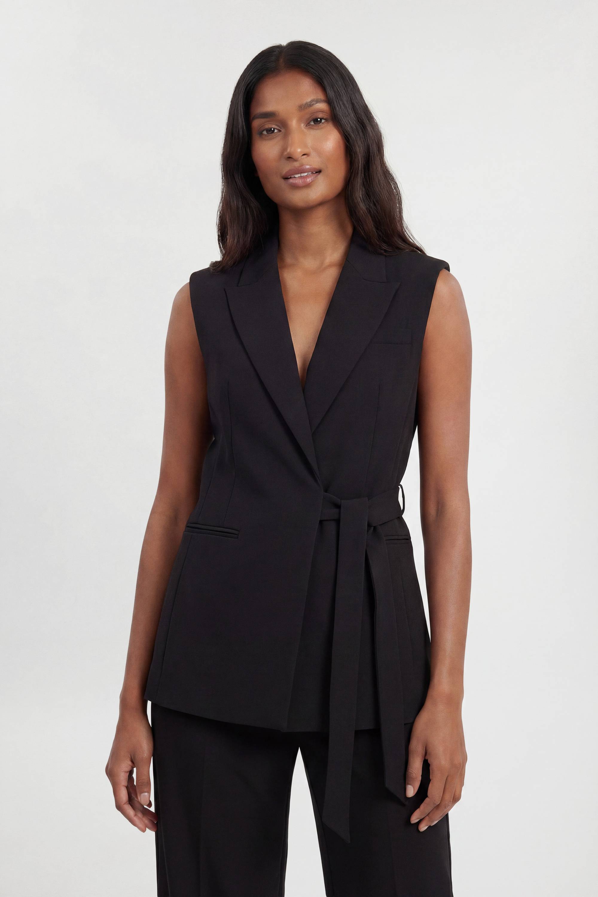KarenMillen Gilet Ajusté En Tissu Stretch Compact Avec Lien À Nouer À La Taille