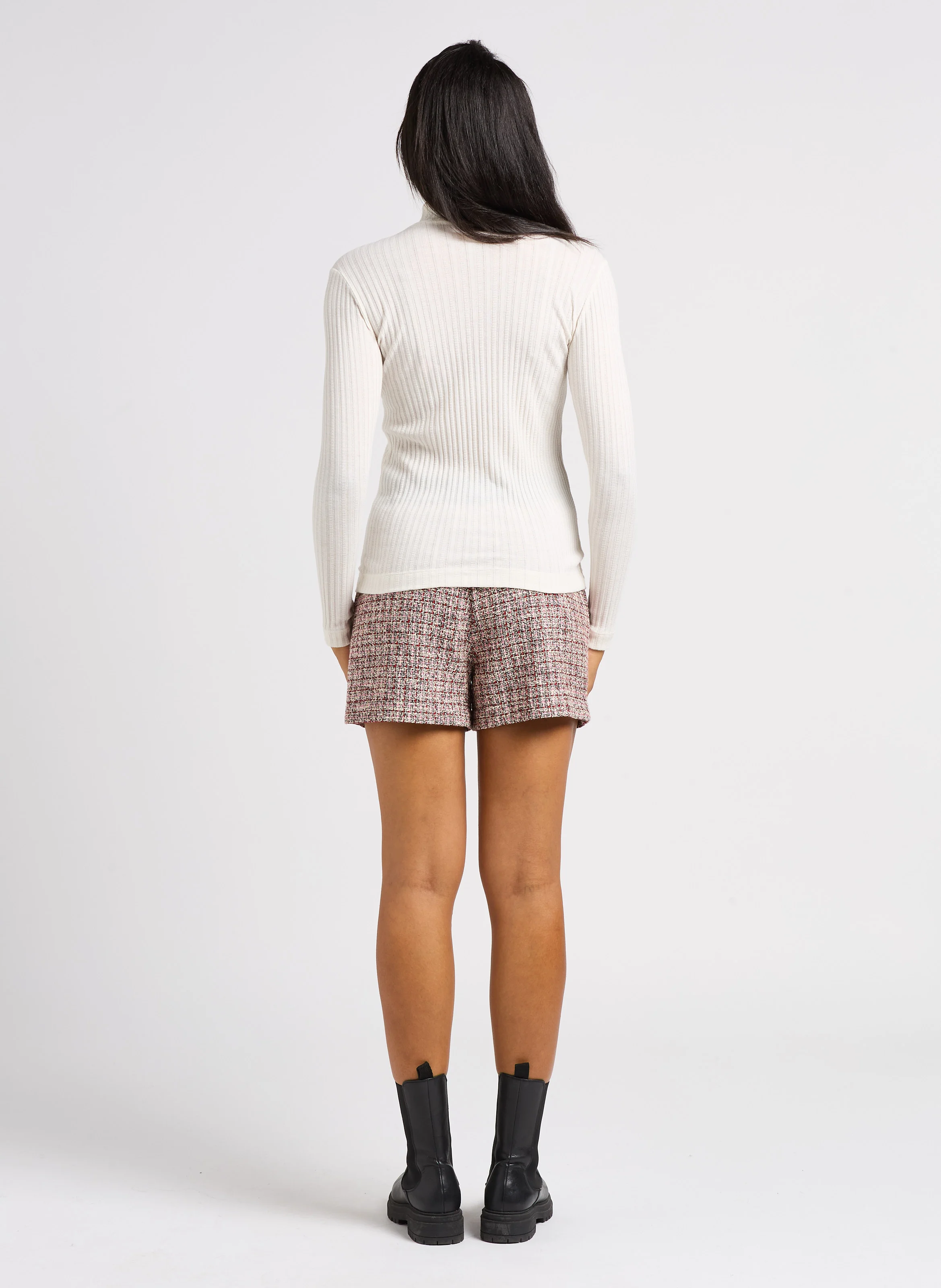 Short tweed en coton mélangé | Rouge