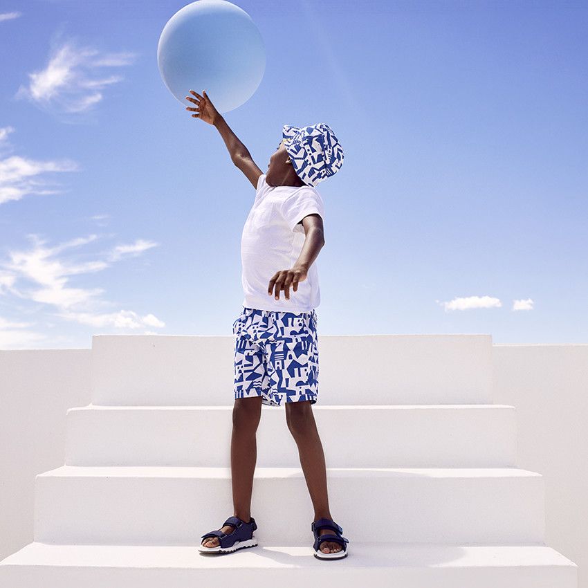 Bob imprimé Mykonos pour garçon - Bleu moyen