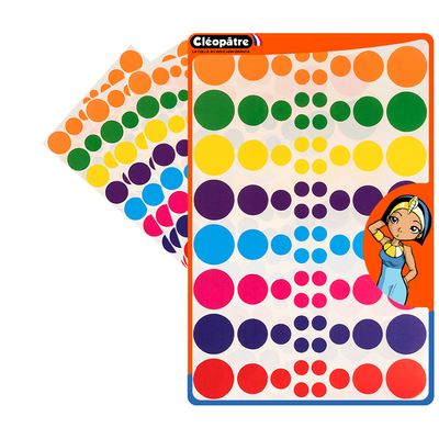 Cléopâtre - Gommettes rondes - 8 couleurs - repositionnables