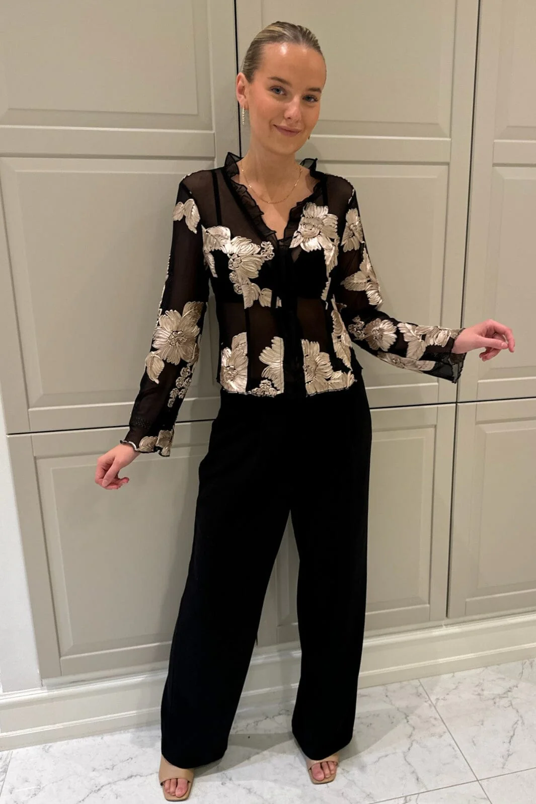 BYIC Marlyic Mesh Top A23779 bbf black beige flower