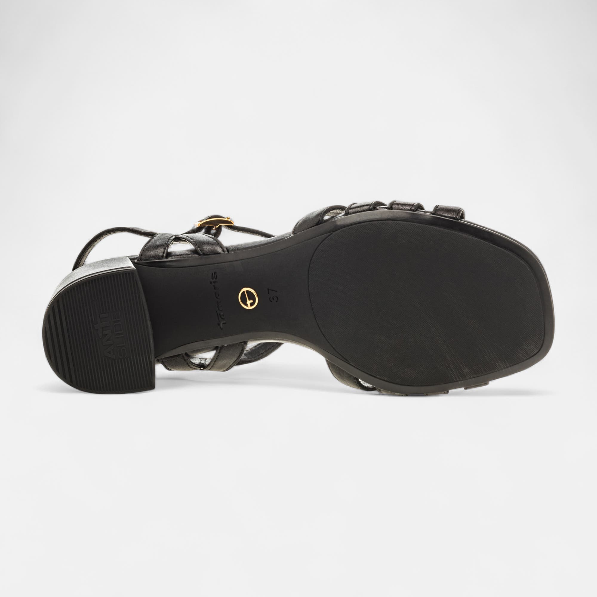 Nu-pieds à talon Femme en cuir noir