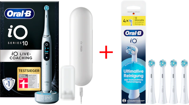 Oral-B Elektrische Zahnbürste »iO 10« 5 Stk. Aufsteckbürsten Magnet-Technologie, iOsense, 7 Putzmodi, Farbdisplay & Lade-Reiseetui