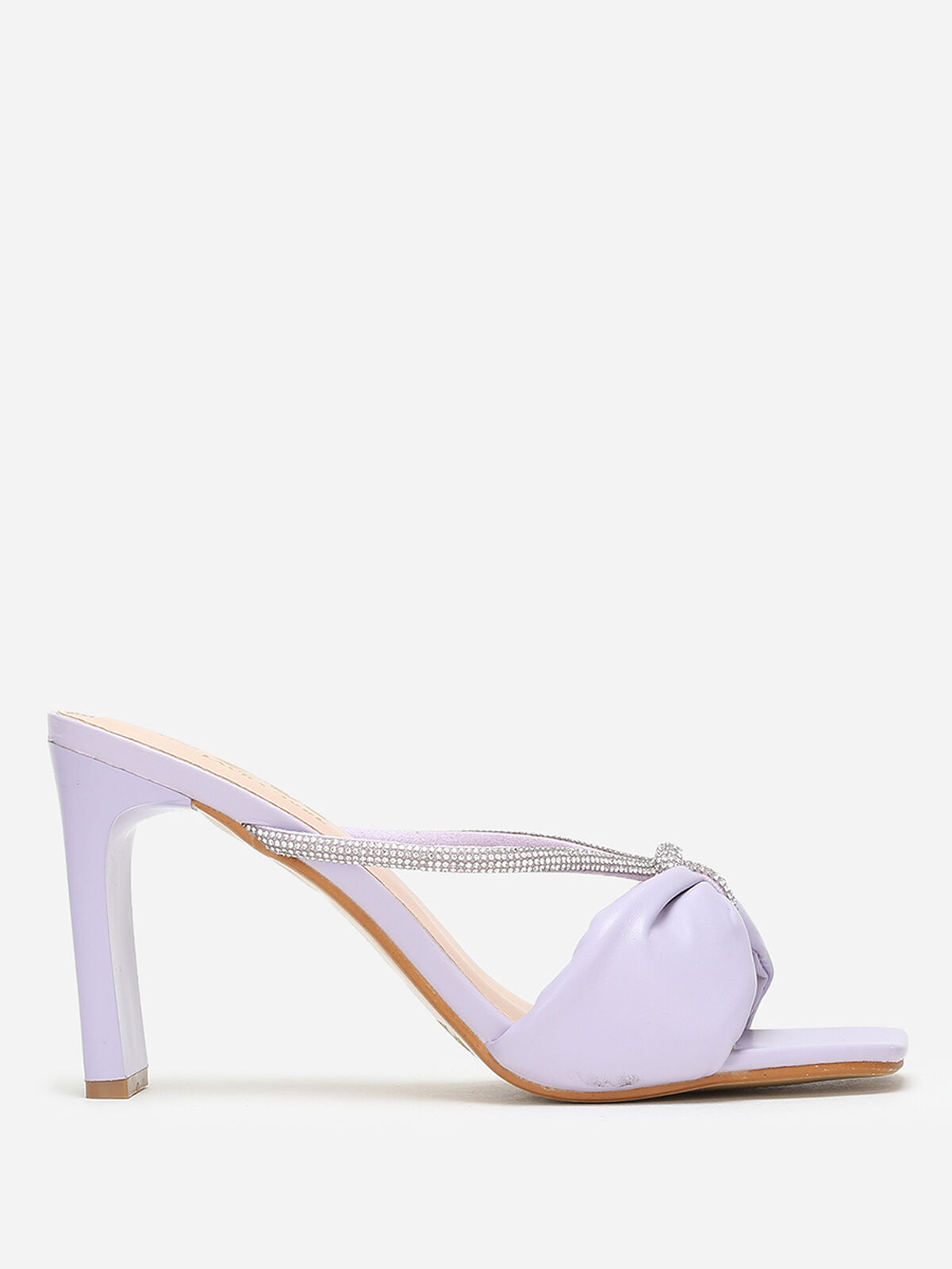Mules carrées en simili à strass- Violet
