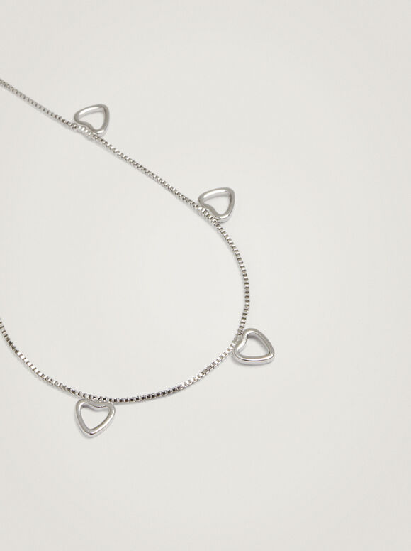 Pulseira prateada com coração - Prata