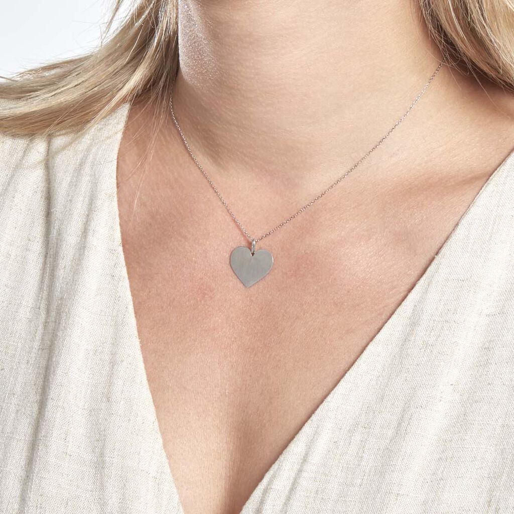 Pendentif Sirona Coeur Gravable Or Blanc