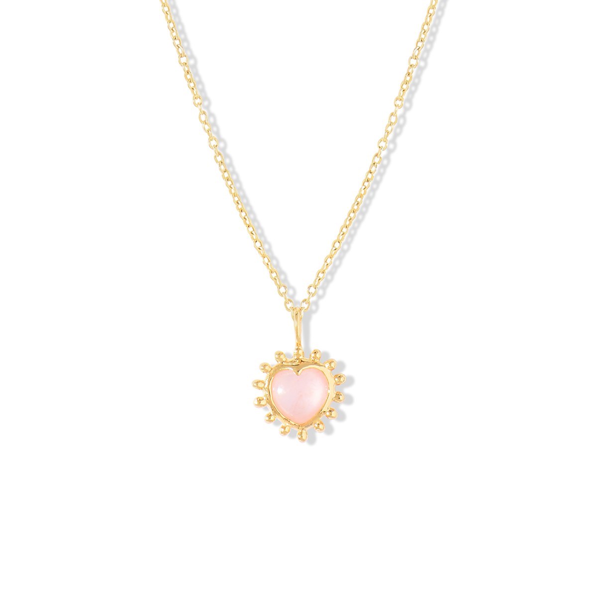 Collier Coeur perlé et pierre en Vermeil, Aura