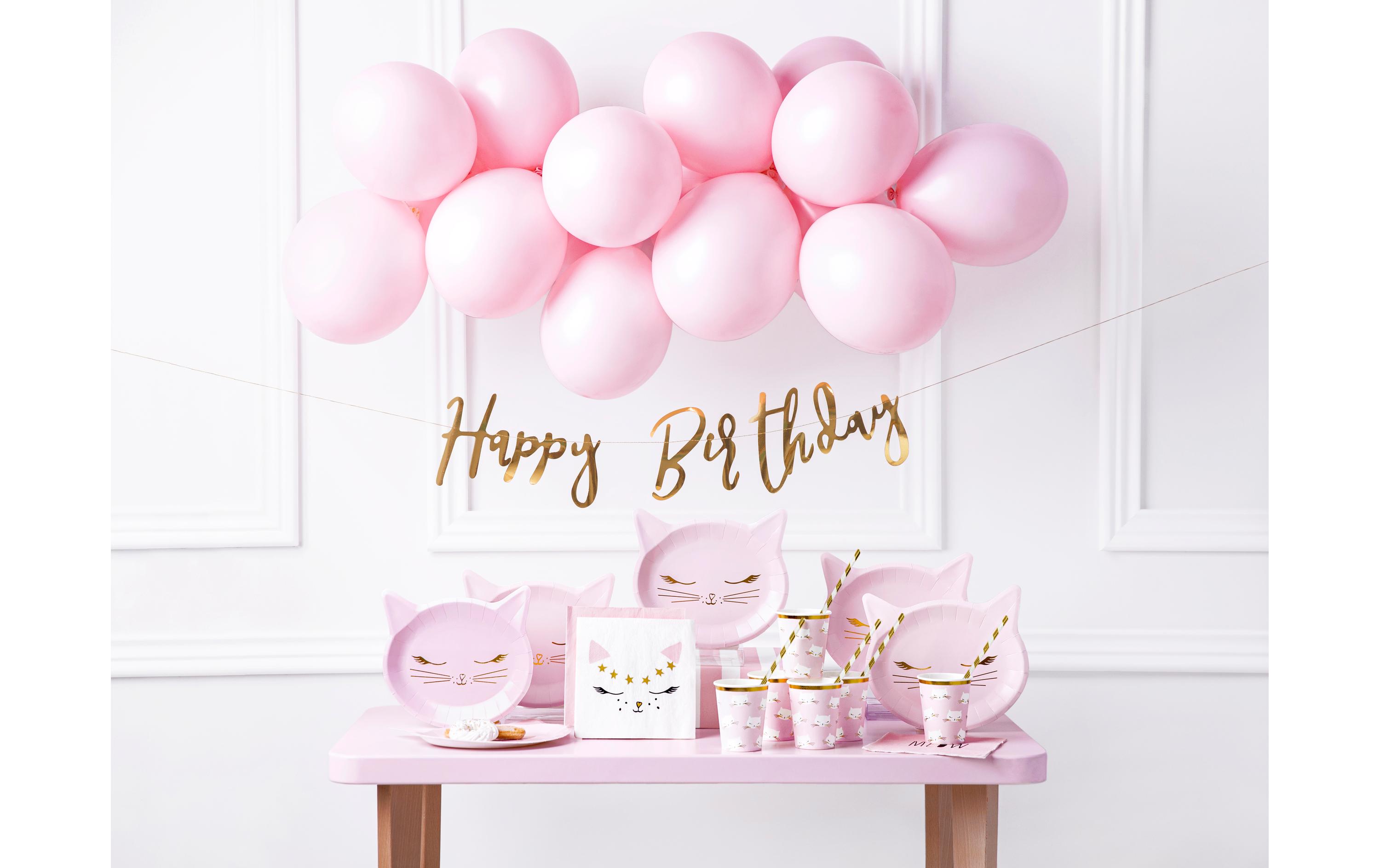 Partyset Cat 6-teilig, RosaDekorations-Set für Katzenfans