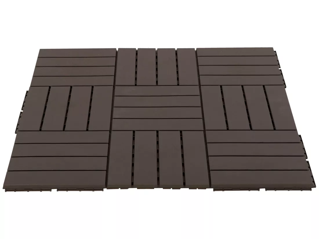Caillebotis - dalles terrasse - lot de 9 - emboîtables, installation très simple - petits carreaux composite plastique imitation bois chocolat