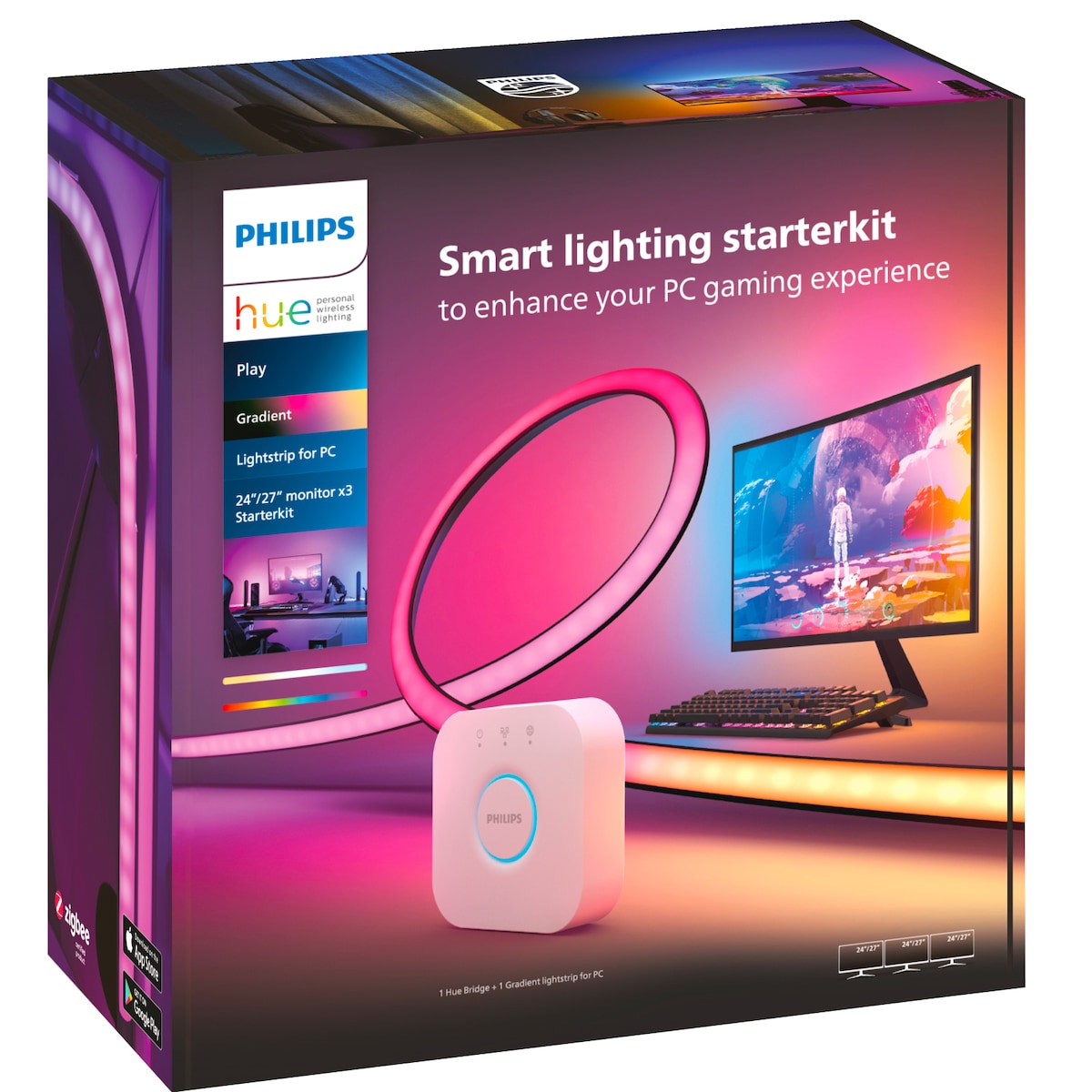Philips Hue Play Gradient PC lysstripe 3x 24/27 tommer startsett