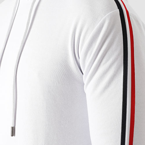 Sweat Capuche Avec Bandes Bleu Blanc Rouge 1300 Blanc