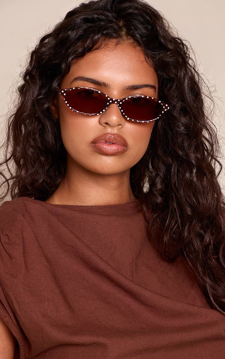 Chocolat Lunettes De Soleil Ovales Fines À Pois
