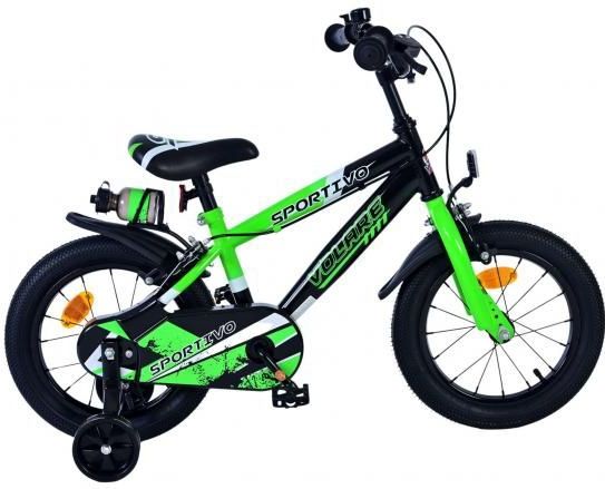 Volare - Sportivo - Kinderfiets - Groen Zwart - 14 Inch - Twee Handremmen