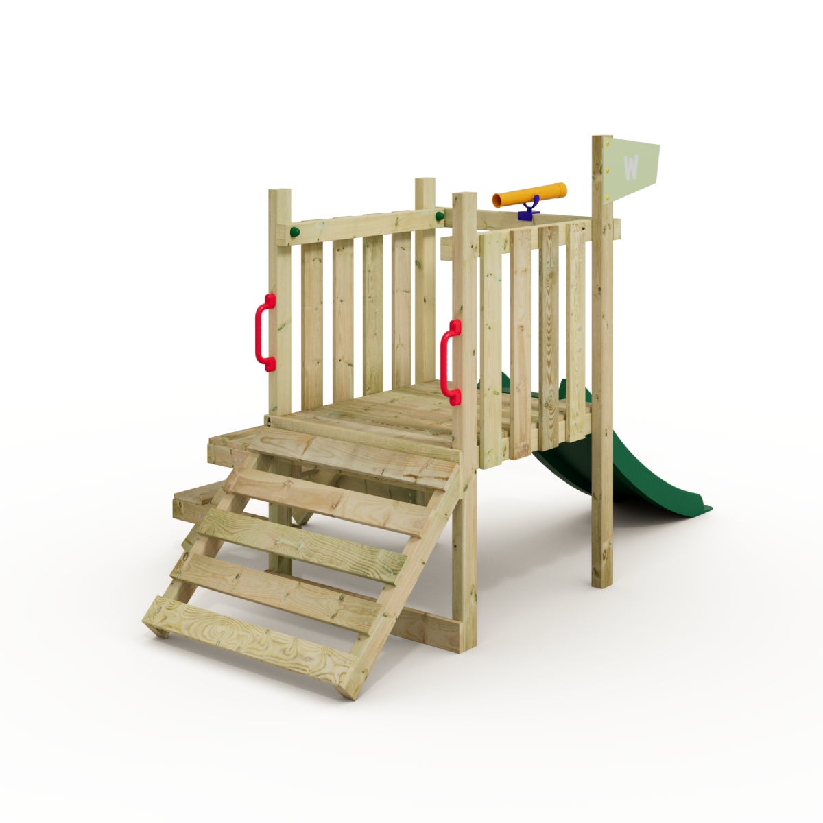 WICKEY Peuter Klimtoren My First Fort 1 met Glijbaan - Pastelgroen