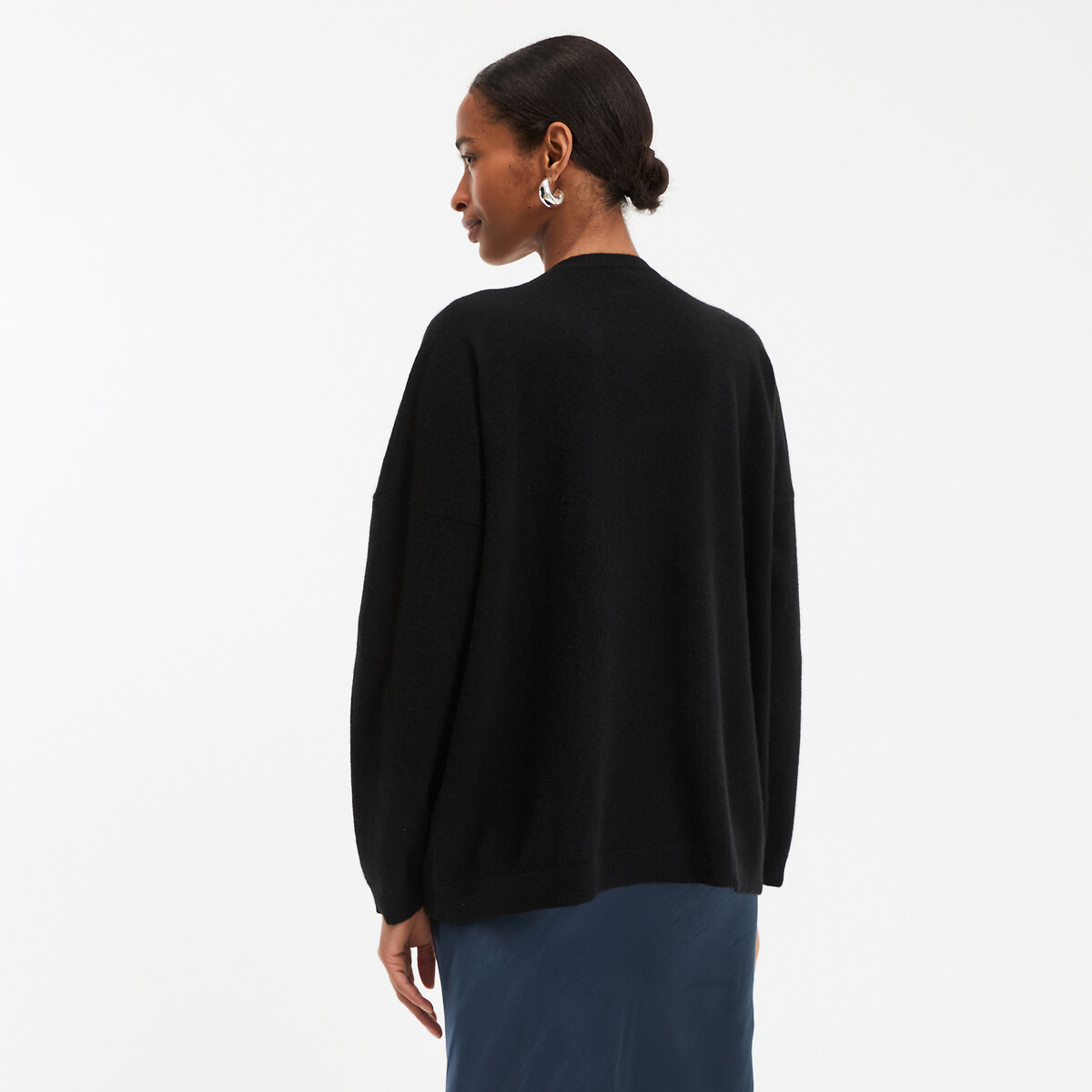 COLEÇÕES LA REDOUTE<br>Suéter de malha fina de cashmere, decote em V, volume generoso