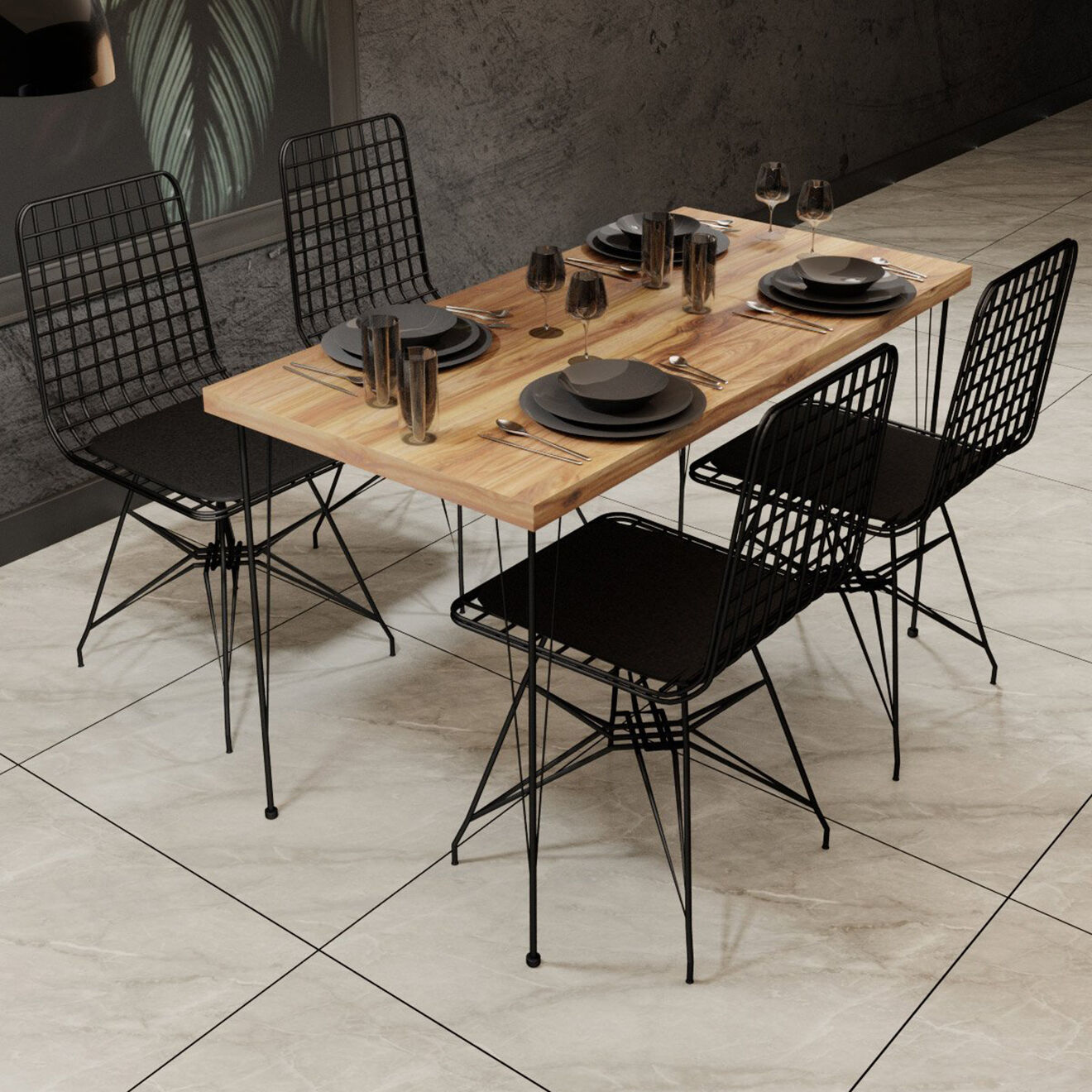 Homitis 4 Chaises Tel noires - 41x83x41 cm