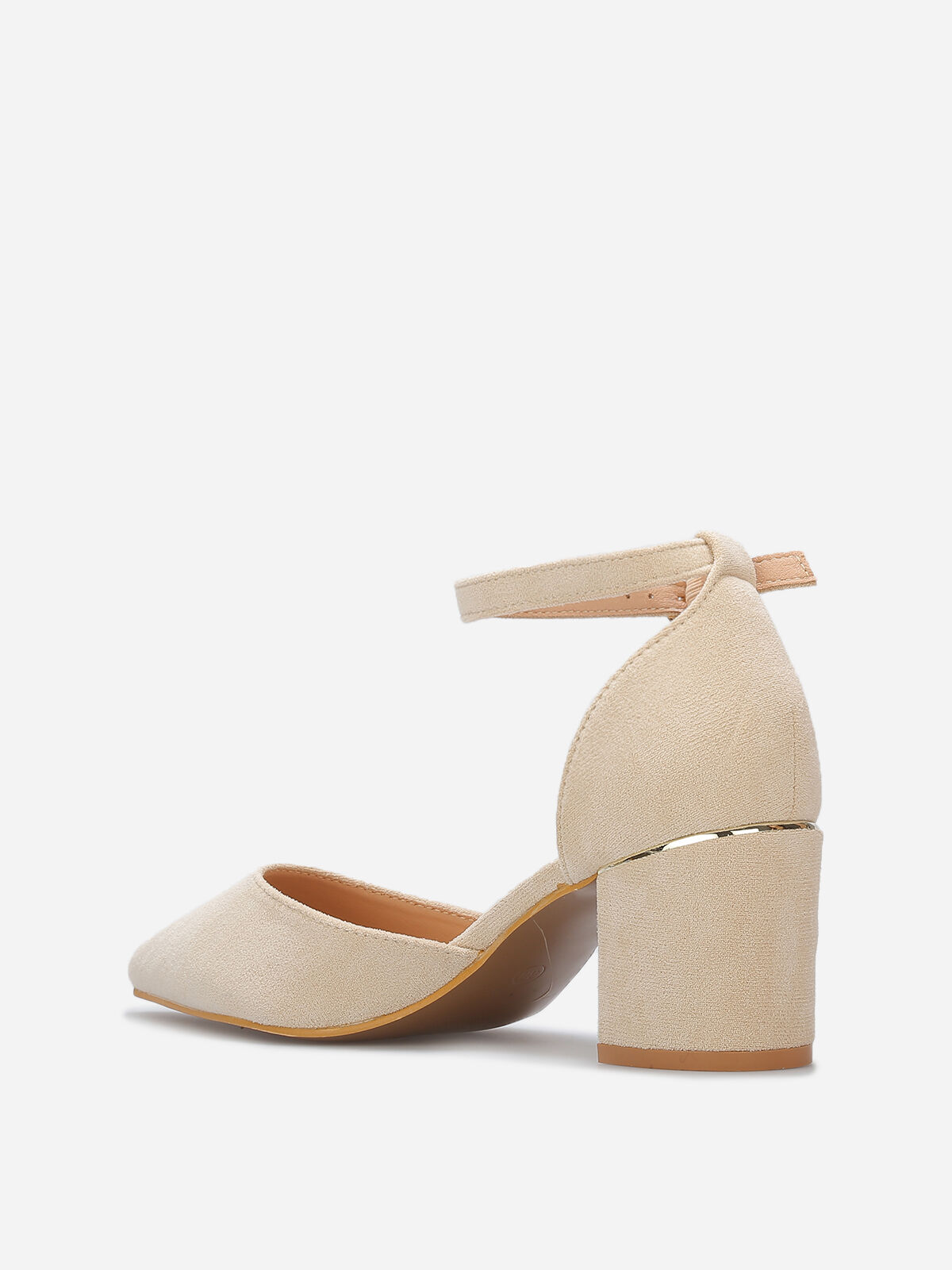 Escarpins en suédine à détails dorés- Beige