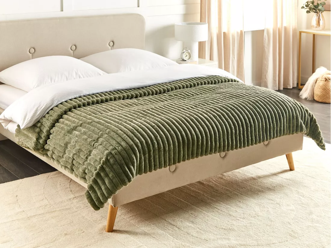 Couvre-lits RAKYA Fourrure synthétique 200 x 220 cm Vert
