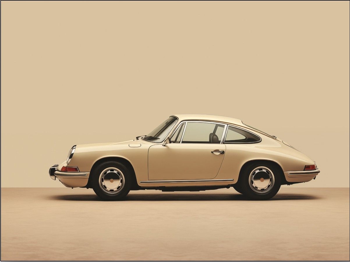 Wandkleed Vintage Porsche Beige