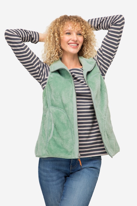 Wende-Weste, Fleece- und Teddy-Seite, Stehkragen