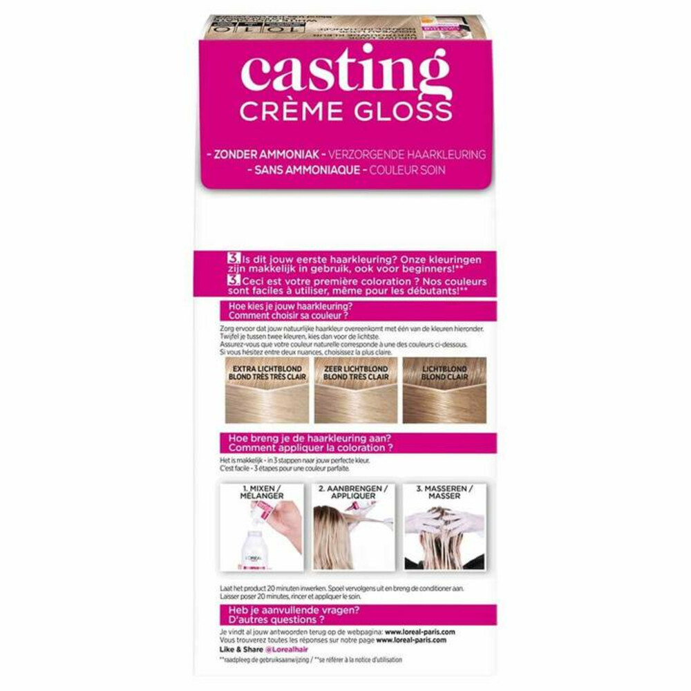 L'Oréal Casting Crème Gloss Semi-Permanente Haarkleuring 1010 White Chocolate - Extra Licht Asblond