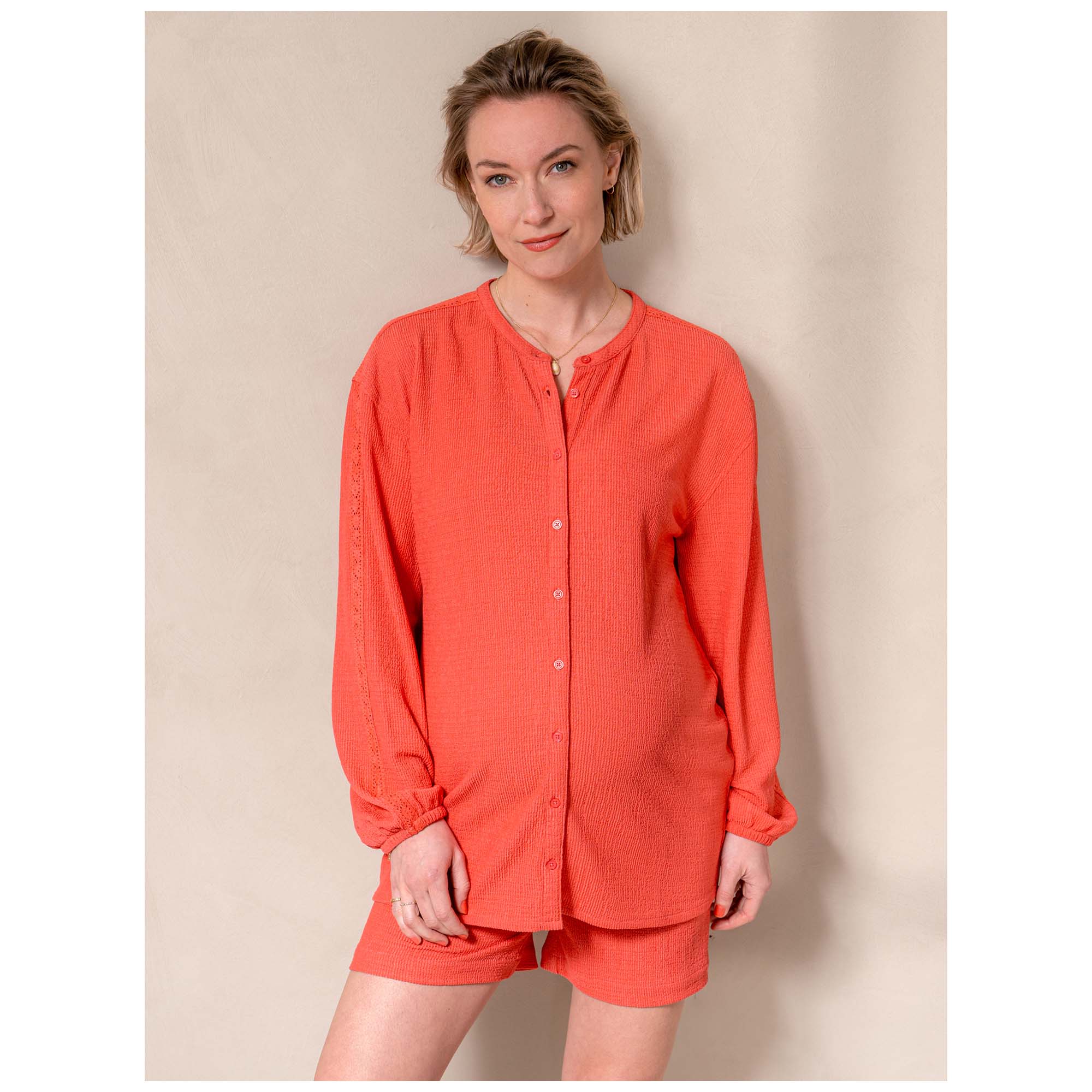 Prénatal zwangerschapsblouse lange mouwen effen oranje