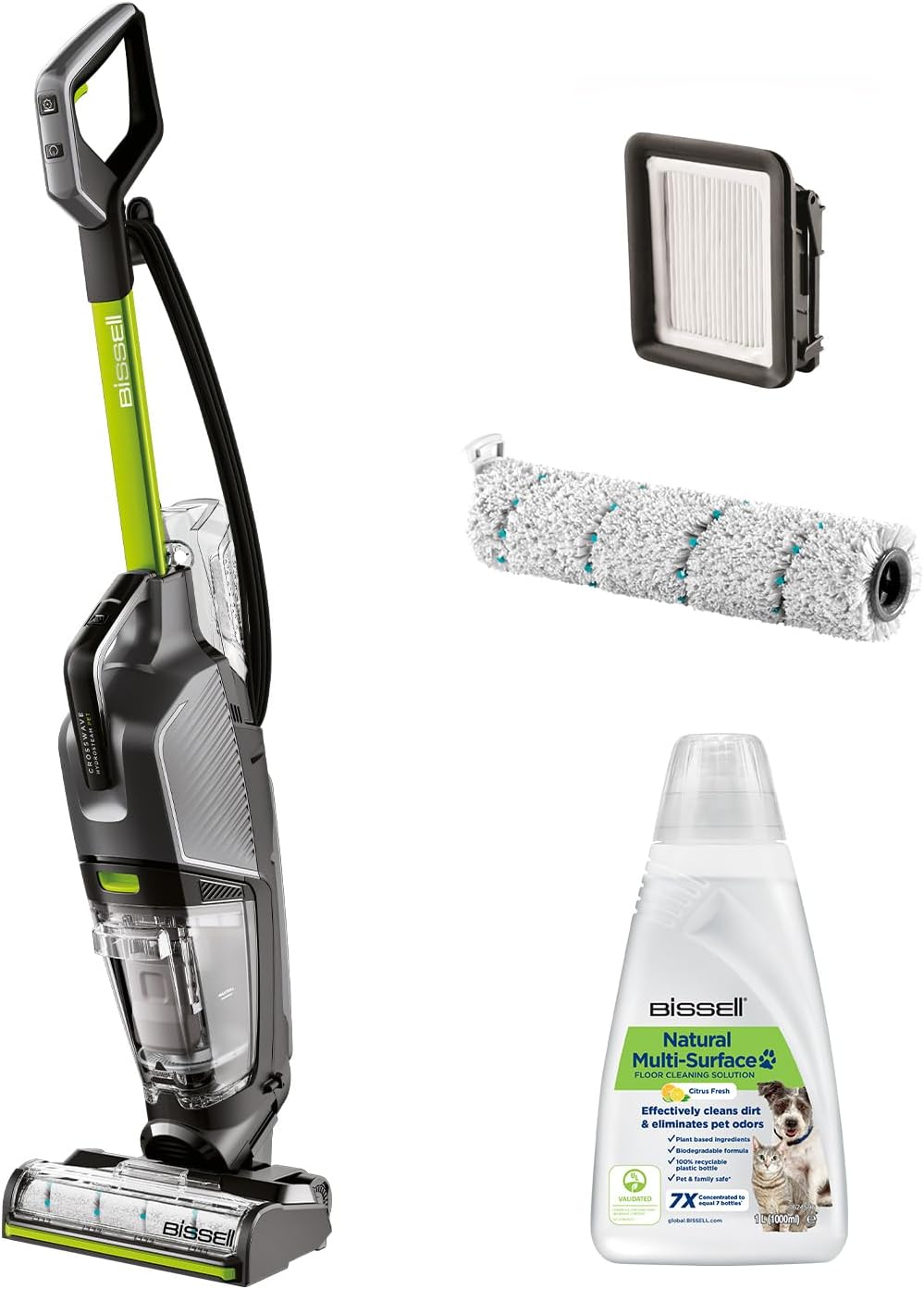 Bissell CrossWave HydroSteam PET, Nass Trockensauger mit Kabel, Saugt, Wischt & Trocknet, Nasssauger mit Dampf Modus, Hoher Leistung Dampfreiniger, Ideal für Haustiere, Mehrflächenreinigung, 3517N