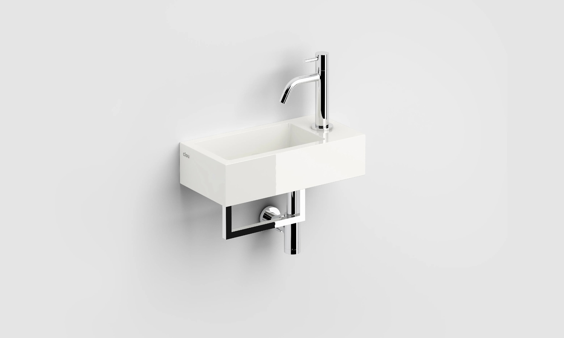 Clou Flush 3 fontein mineraalmarmer 36cm rechts en handdoekhouder wit glans