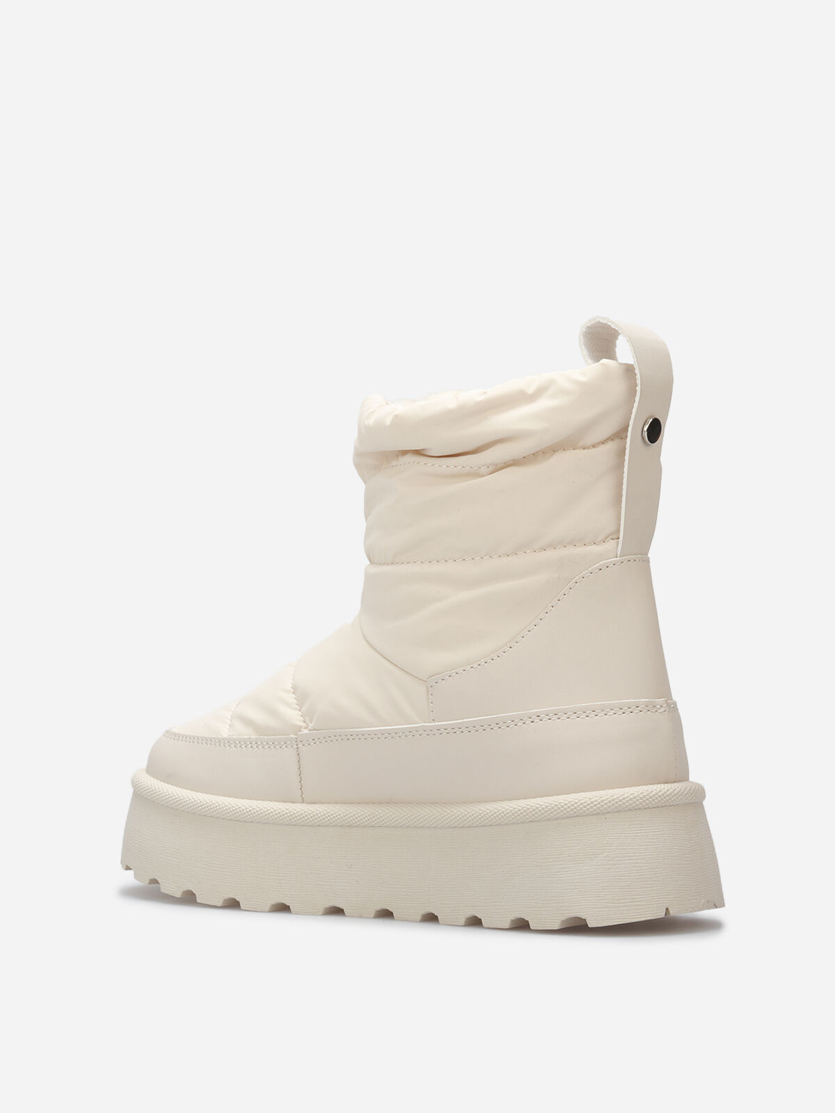 Boots matelassées et fourrées à plateforme- Beige