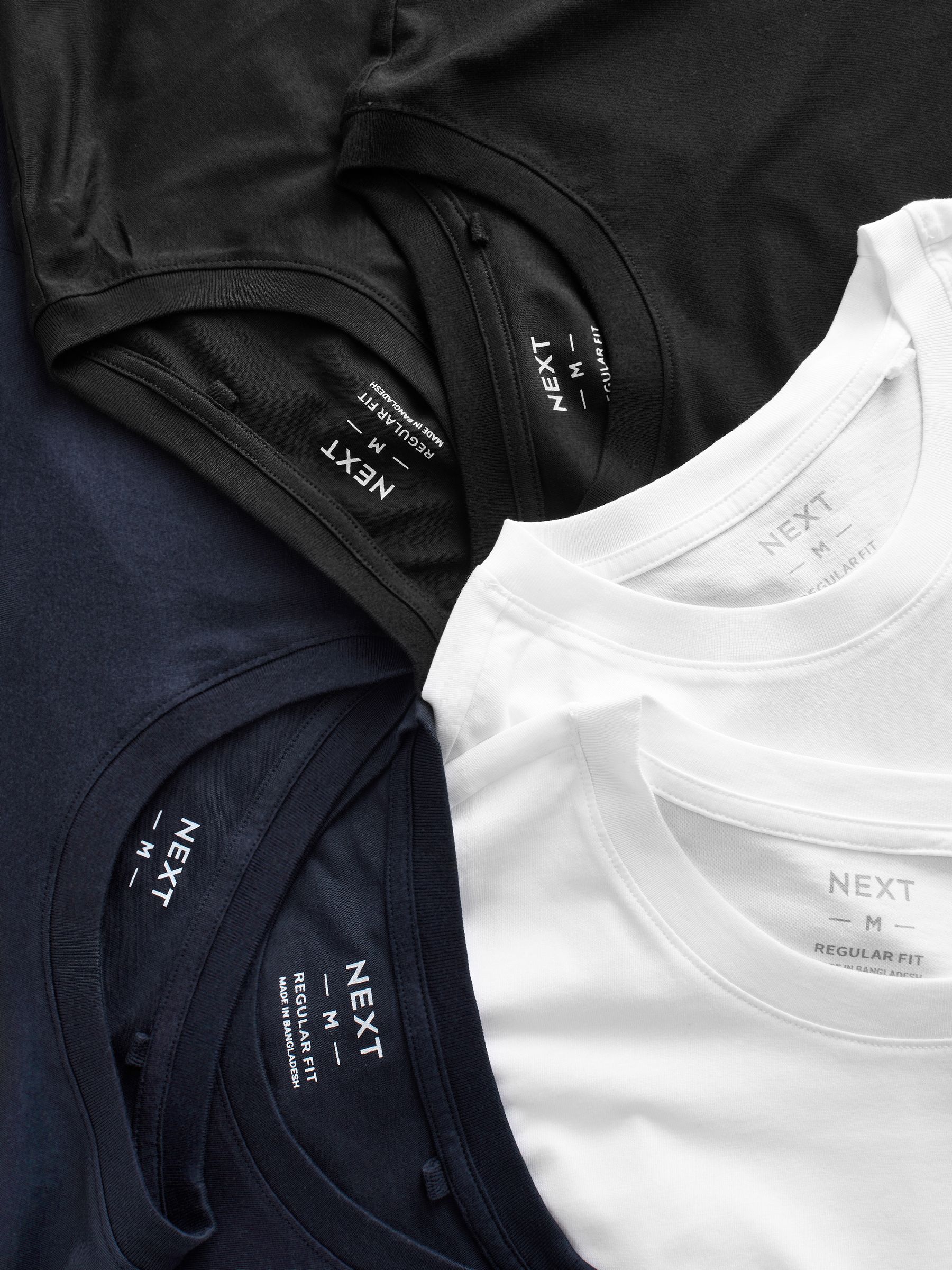 Wit/zwart/marineblauw - Normale Pasvorm - Essential katoenen T-shirts verpakking van 6