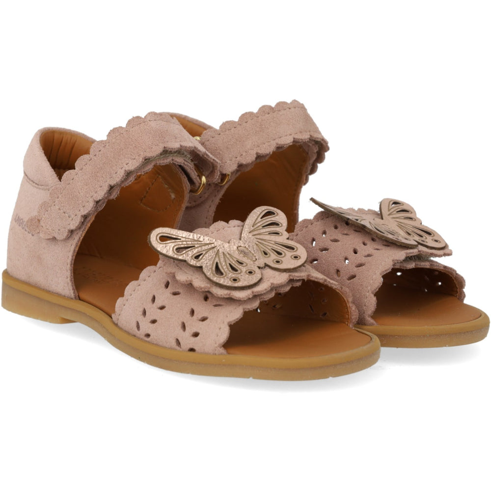 Køb Angulus Rosebud/Rose Gold Sandal Med Åben Tå Og Dobbelt Velcro