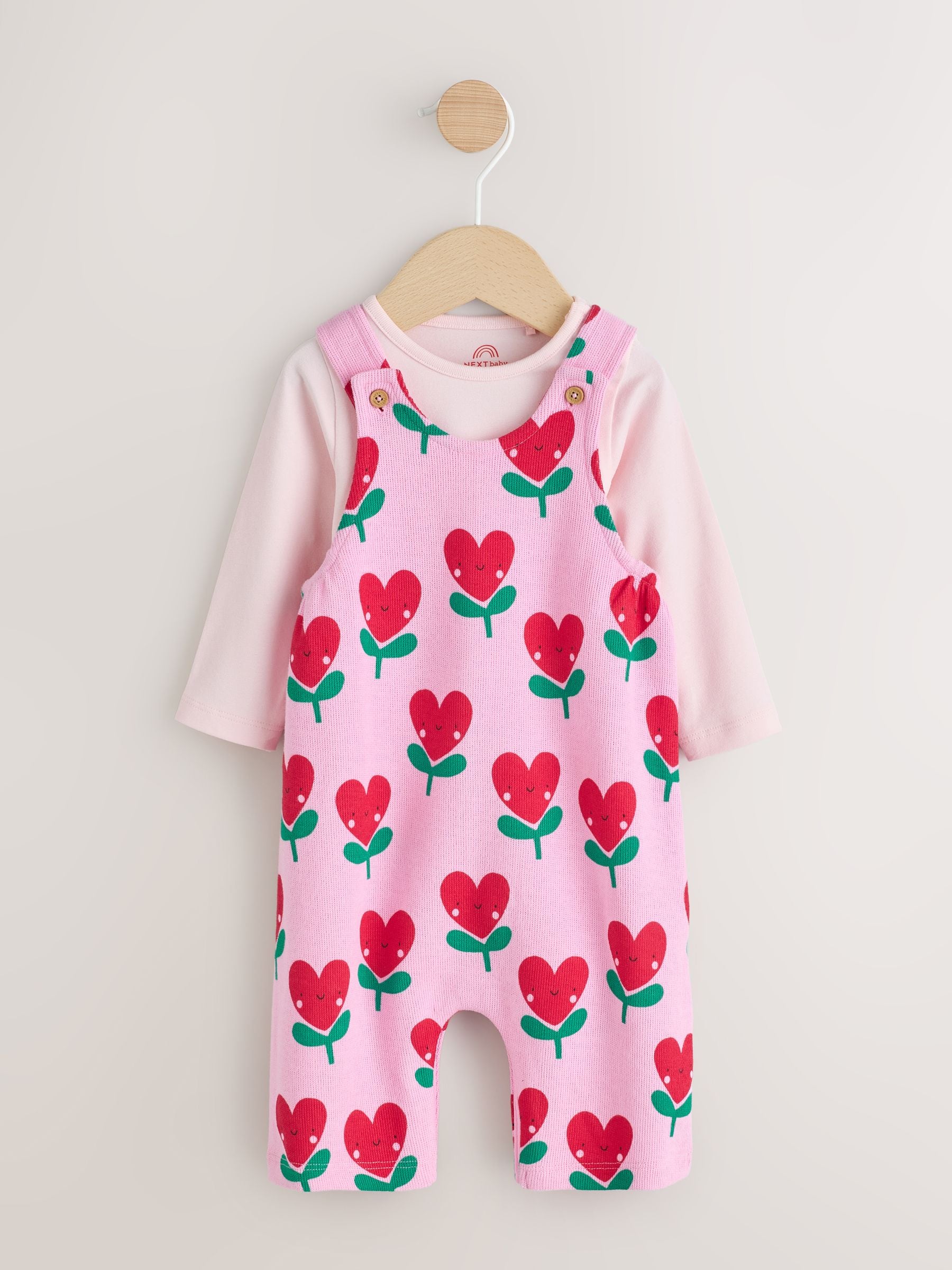 Roze - Baby Set van bretelbroeken en Bodysuits met Lange mouwen, 2 Pieces (0mnd -3jr)